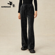 哥弟（GIRDEAR）女裝雪尼爾抽繩百搭直筒休閑長(zhǎng)褲女1100280 灰 S (2碼)