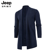 JEEP SPIRIT漫威毒液2025秋冬季新款男中長(cháng)款開(kāi)衫毛衣外套針織衫歐美風(fēng)毛線(xiàn)衣 藏青色 M