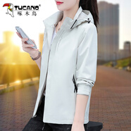 啄木鳥(niǎo)早春沖鋒衣外套女2025新款春裝戶(hù)外防風(fēng)裝薄款夾克 象牙白 XL (推薦110-125斤)