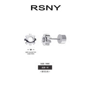 RSNY邏輯符號齒輪耳釘男士潮單只冷淡風網(wǎng)紅情侶耳環(huán)一對女生 光面版「銀河白」