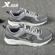 特步男鞋運動(dòng)鞋男跑步鞋子皮面時(shí)尚防水防滑減震保暖旅游鞋休閑鞋男 煙灰色/青木灰/瓦罐灰-網(wǎng)面復古 41