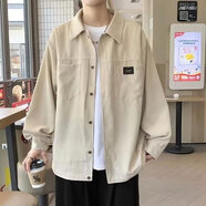 皓娥燈芯絨襯衫男長(cháng)袖春季韓版潮流帥氣百搭襯衣外套工裝上衣服 長(cháng)袖襯衫【卡其色XL】