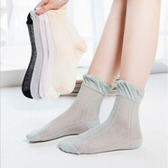 倫洛弗夏季超薄月子襪網(wǎng)眼花邊松口女襪不嘞腳棉女士孕婦襪子5雙  5雙裝薄款月子襪（混色）