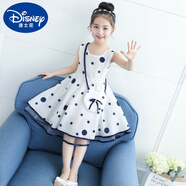 迪士尼（Disney）女童夏裝連衣裙2025新款韓版超洋氣兒童露背公主裙夏季小女孩裙子 藍(lán)色 加包包 130