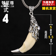 夢(mèng)至尊（MENGZHIZUN） 狼牙吊墜男士925項(xiàng)鏈 真狗牙項(xiàng)墜復(fù)古霸氣牙齒個(gè)性 款式四 配棉繩