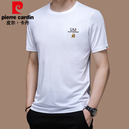 皮爾卡丹（pierre cardin）冰 絲短袖t恤男2025新款春夏季圓領(lǐng)修身薄款桑蠶絲體恤衫潮 白色19360款 3XL 185 【170斤-190斤】
