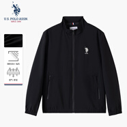 U.S. POLO ASSN.保羅外套男秋季棒球領(lǐng)休閑夾克男士防風(fēng)通勤寬松上衣 黑色 L