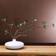 新中式仿真花創(chuàng)意花瓶綠植插花日式茶室茶幾禪意擺件桌面假花裝飾 白花瓶+發(fā)泡枝綠葉套裝