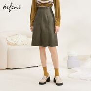 伊芙麗（eifini）【商場(chǎng)同款】PU皮半身裙女2022冬裝新款復古裙子1DA342581 森林綠 M 160/64A