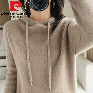 皮爾卡丹（pierre cardin）加厚羊Y毛針織衫女連帽衛(wèi)衣內(nèi)搭寬松秋冬帶帽毛衣打底衫上衣帽衫 駝色 XL