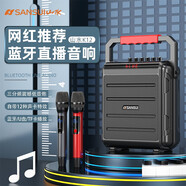 山水（SANSUI）無(wú)線藍(lán)牙音箱小型家用擴(kuò)音器麥克風(fēng)拾音手提便攜式專業(yè)K歌直播唱歌專用自帶聲卡廣場(chǎng)舞戶外大音量 K12雙麥尊享版【送監(jiān)聽(tīng)耳機(jī)】