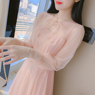 燕潯小香風(fēng)網(wǎng)紗連衣裙女春裝2025新款名媛收腰長(cháng)袖溫柔仙女長(cháng)裙 圖片色 L (建議110-125斤)