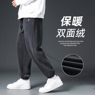 啄木鳥潮牌褲子男秋冬季加絨保暖男士寬松休閑褲韓版學(xué)生雙面絨運(yùn)動(dòng)長褲 2810-深灰(雙面絨) XL