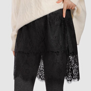 紐菲奧納小屁簾防走光下擺打底褲蕾絲遮屁簾女衛衣疊穿遮屁股大碼半身短裙 黑色蕾絲 均碼  95-125斤