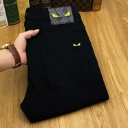 益帛牛仔褲男士冬季新款加絨韓版黑色小怪獸彈力修身休閑小腳長(cháng)褲子男 黑色 28 【建議85-95斤】