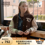 Teenie Weenie小熊女裝色美式高街復(fù)古潮酷棒球服短外套毛呢大衣 棕色 L
