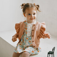 OAK FAMILY新品秋冬新品長(cháng)袖毛衣全棉開(kāi)衫女寶寶針織衫輕暖純棉薄外套 粉色 100 cm