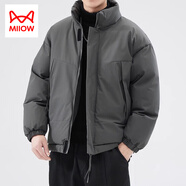 貓人（MiiOW）美式簡約男士棉衣秋冬新款休閑棉服潮牌百搭面包服保暖棉襖子外套 深灰色 2XL