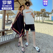 羅蒙（ROMON）三亞海邊蜜月度假旅游沙灘情侶夏裝一男一女套裝裙子短袖短褲衣服 2111# 女M