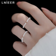 LnieerS925銀施家珍珠戒指女食指小眾設(shè)計(jì)高級(jí)感疊戴指環(huán)復(fù)古素圈尾戒 施家珍珠戒指2mm【11號(hào)尾戒】