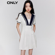 ONLY秋季水手領活性染短款百褶牛仔連衣裙女|123242021 J2G 米白色ECRU S (160) 80A