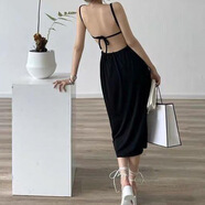 入秋謠海邊裙子法式設計感白色超仙露背吊帶連衣裙三亞沙灘裙旅游氣質(zhì)長(cháng) 黑色加長(cháng)內襯 XL 建議140-160斤