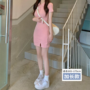 浪莎御姐包臀套裝polo修身緊身連衣裙夏季辣妹女小個(gè)子甜辣短裙子 粉色-高個(gè)子款(適合165cm-175cm) XL 110-125斤