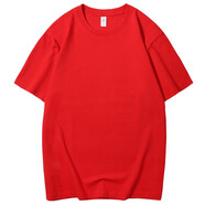極軒（JIXUAN）純棉餐飲工作服短袖定制T恤 夏季燒烤火鍋店服務(wù)員工裝訂做印字 中國(guó)紅 XL
