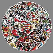 50張ins風(fēng)紋身貼紙 文藝清新復古炫酷創(chuàng  )意圖案 自行車(chē)頭盔電腦汽車(chē)手機殼貼紙 自粘撕下無(wú)痕防水裝飾 50張 紋身-217 5.5-8.5cm