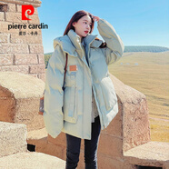 皮爾卡丹新款版型好看的羽絨服女短款冬季小個子連帽加厚韓版白鴨絨外套潮 豆綠色加厚版 M建議體重105-120