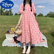 迪士尼（Disney）女大童夏裝日系連衣裙14女孩12-15歲初中學(xué)生16少女森系甜美長(zhǎng)裙9 粉紅色 S(建議65-85斤)