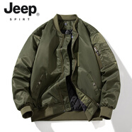 JEEP SPIRIT美式飛行員夾克外套冬季男加棉美式棒球服春秋休閑飛行棉服SPIRIT 軍綠色 冬季棉衣 加厚 3XL 155~170斤