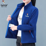 啄木鳥(niǎo)品牌戶(hù)外搖粒絨開(kāi)衫短外套女秋冬季2026新款時(shí)尚顯瘦加絨保暖上衣 NEW藍色[6689印花款] M 建議80-95斤左右