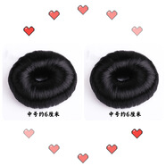 覓倩（MiQian）兒童丸子頭發(fā)圈女童盤(pán)發(fā)寶寶頭飾甜甜圈盤(pán)發(fā)器小女孩假發(fā)發(fā)飾 黑色假發(fā)絲中號(hào) 1只裝