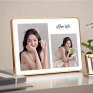 一面墻水晶相框擺臺洗照片定制做成小擺件高級感結婚寫(xiě)真相片打印加相冊 兩宮格-輕奢金 8寸（15.2*20.3cm）