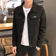 晨唐 外套男士翻領(lǐng)夾克春秋裝衣服工裝上衣秋冬季保暖大衣外套麂皮絨 HZ2801-黑色（春秋款） XL