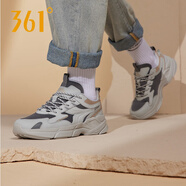 361°男鞋運動鞋秋冬耐磨跑鞋輕質(zhì)軟底舒適皮面防潑水休閑鞋男老爹鞋 6764-3光子灰/宇宙灰（網(wǎng)面） 39