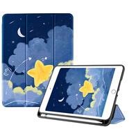 zoyu iPad Air3保護套帶筆槽2019款10.5英寸適用于蘋果平板電腦全包軟殼三折卡通可愛 星辰與月【配鋼化膜】 Air3【10.5英寸】