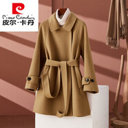 皮爾卡丹（pierre cardin）雙面絨大衣女中長(cháng)款2025年冬季新款小個(gè)子洋氣質(zhì)收腰短款毛呢外套 駝色色 （有內衫 ） 2XL 115~130斤