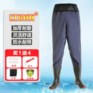 紅詩雨（HHONGSHIYU）下水褲半身雨褲水褲防水魚褲連體涉水褲撈魚趕海服水庫漁褲背帶褲 藍(lán)色針織腰衩75絲 43 （運(yùn)動鞋尺碼）