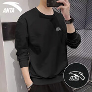 安踏 衛(wèi)衣男運(yùn)動(dòng)服春秋季款男裝運(yùn)動(dòng)休閑服長袖套頭衫寬松外套情侶衣 -6基礎(chǔ)黑【加薄絨款】 M (170)