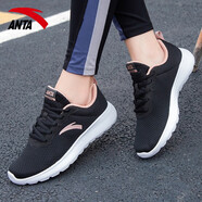 安踏（ANTA）女鞋冬季軟底運動(dòng)鞋女秋冬新款網(wǎng)面透氣休閑老爹鞋旅游跑步鞋子女 黑/玫瑰金5526-8 網(wǎng)面透氣 36
