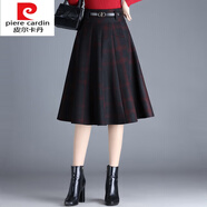 皮爾卡丹（pierre cardin）針織毛呢格子a字裙女秋冬2025新款高腰顯瘦小個(gè)子短裙大擺半身裙 紅色長(cháng)款 毛呢冬款 裙長(cháng)70cm M 腰圍2尺左右/90-100斤