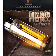 凱霖雙層玻璃杯凱霖游龍高硼硅玻璃水晶泡茶杯辦公輕奢簡(jiǎn)約防燙水 0633-偏大(收藏送杯刷) 450ml