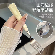 愛舒貝（AISHUBEI）可愛ins奶酪勺子叉子小麥筷子三件套學(xué)生兒童便攜餐具收納盒套裝 可愛奶酪-單叉