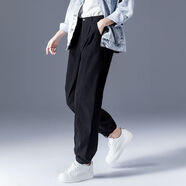 適合高個(gè)子穿的褲子加長(zhǎng)版哈倫牛仔褲高腰工裝褲女2022新款女褲寬松運(yùn)動(dòng)褲休閑褲女士褲子女春秋哈倫褲 黑色不加絨_【高品質(zhì)】JY 29_碼【二尺二】