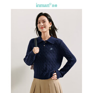 茵曼（INMAN）毛衣女POLO領(lǐng)2025春季套頭針織衫女裝新款通勤長(zhǎng)袖毛衣上衣 寶藍(lán)色 M