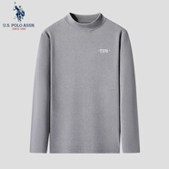 U.S. POLO ASSN.US保羅T恤男秋冬款保暖半高領(lǐng)衛衣男長(cháng)袖男士打底衫 灰色（KXL2366） L