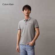 Calvin KleinJeans夏季男士商務(wù)休閑ck鑲邊翻領(lǐng)年輕多色短袖T恤POLO衫J319183 P2D-鴿子灰 2XL （建議190-200斤）