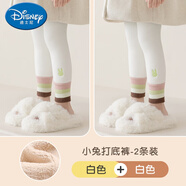 迪士尼寶寶打底褲冬季加絨加厚外穿嬰兒棉褲保暖兒童長(cháng)褲秋冬款女童褲子 【加絨加厚-小兔打底褲】白色+白 S 碼【可開(kāi)襠-建議身高75-90CM】